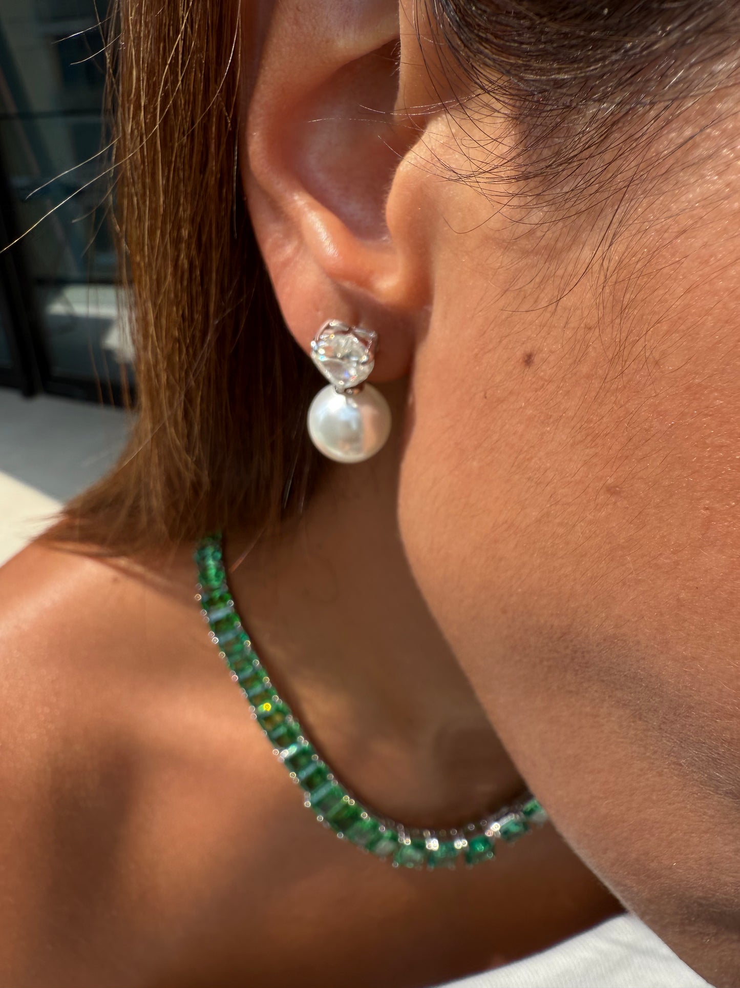 glimmer pearl hoops